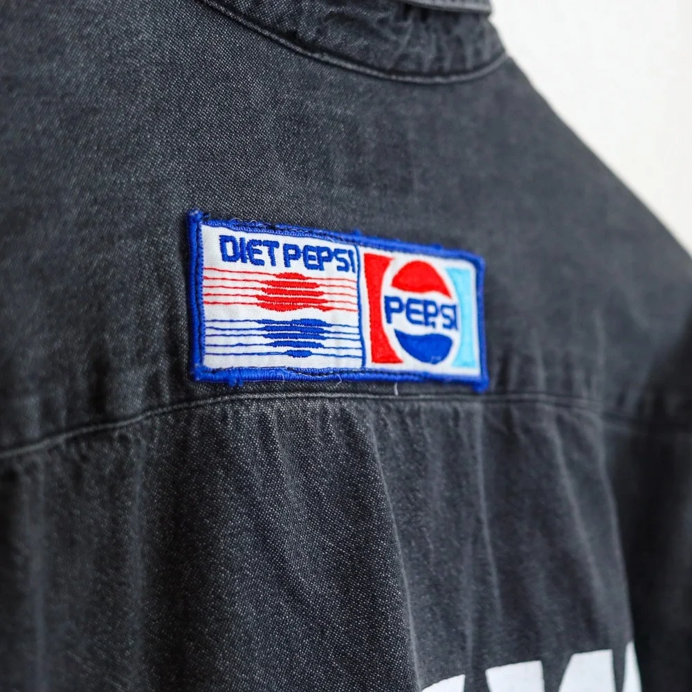 Vintage 90s Pepsi Brew Crew Denim Shirt M‎ Workwear Bowling Promo Patch